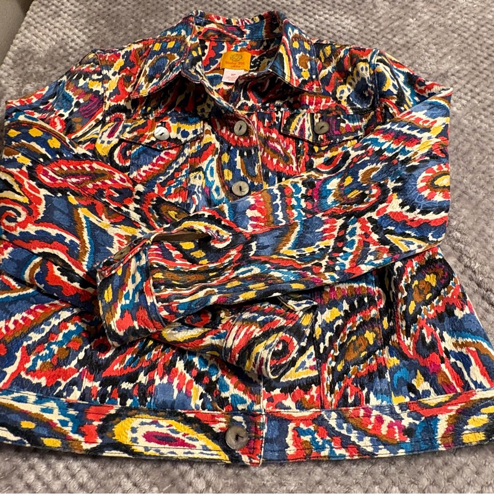 Ruby Rd. Cropped Multicolor Paisley Jean Jacket - Picture 5 of 8